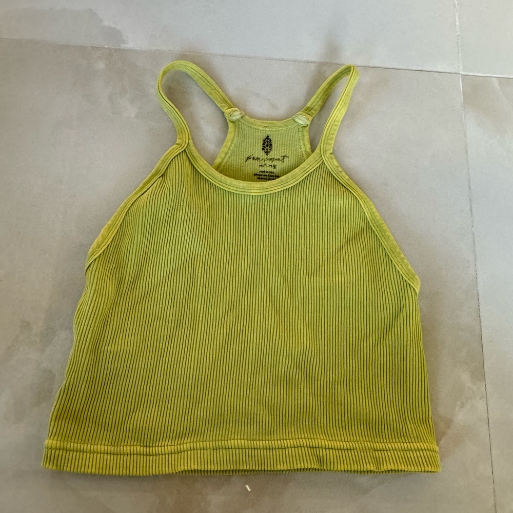 FREE PEOPLE lime green / yellow halter crop tank top